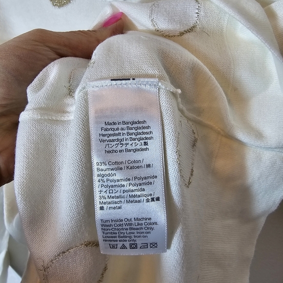 J.Crew Teddie White With Gold Polka Dots Sweater Women's Size XS NWT - Picture 5 of 8